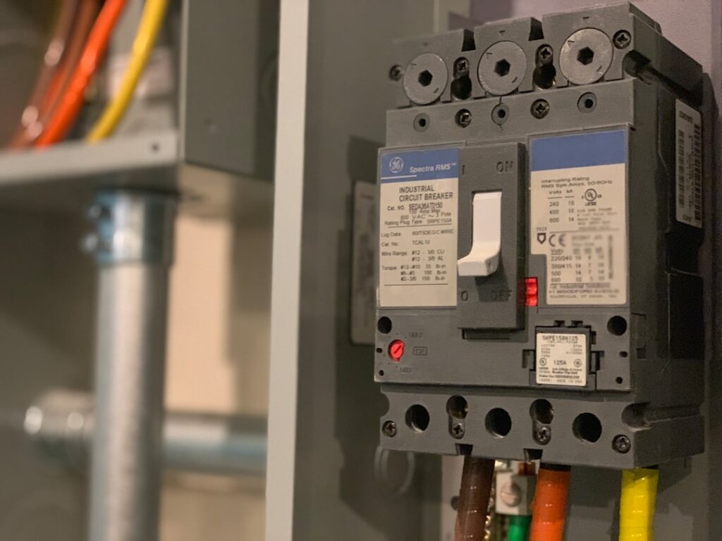 Gray residential electrical service panel and meter base